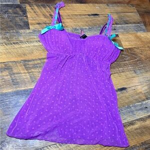 Purple Lace Trimmed Top with Teal Accents Babydoll Lingerie Sabrina Cute VS